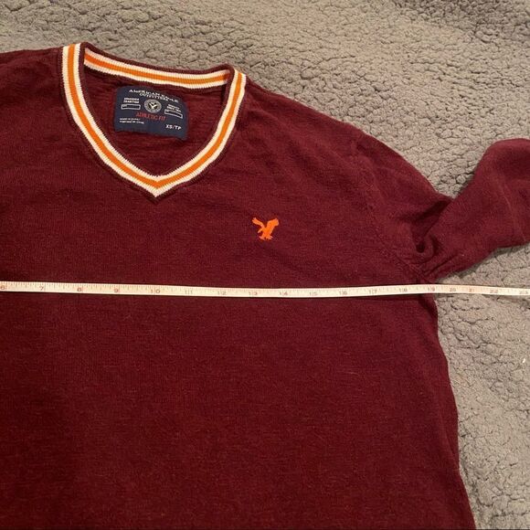 American Eagle V Neck Sweater Embroidered Logo - Picture 8 of 11